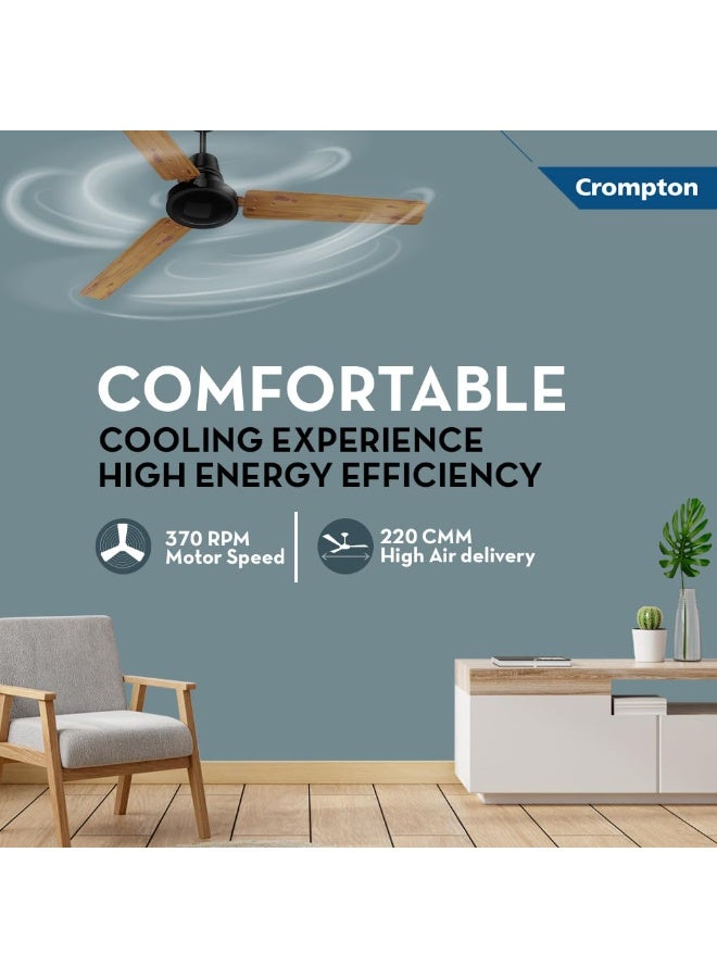 Crompton Energion HS Wood 1200mm (48 inch) High Speed 5S Energy Efficient BLDC Ceiling Fan (Light Pinewood), Pack of 1 - Image 2